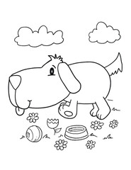 Cute Puppy Dog Coloring Book Page Vector Illustration Art