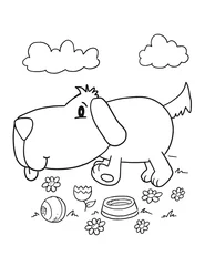 Gordijnen Schattige puppy hond kleurboek pagina vectorillustratie kunst © Blue Foliage