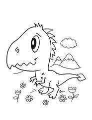 Gordijnen Leuke dinosaurus kleurboek pagina vectorillustratie kunst © Blue Foliage