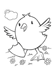 Baby Chick Coloring Book Page Vector Illustration Art