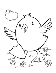 Gordijnen Baby Chick Kleurboek Pagina Vector Illustratie Art © Blue Foliage