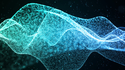 青のパーティクルの波