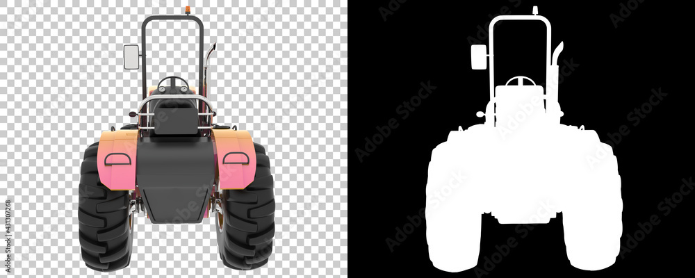 Poster small tractor isolated on background with mask. 3d rendering - illustration