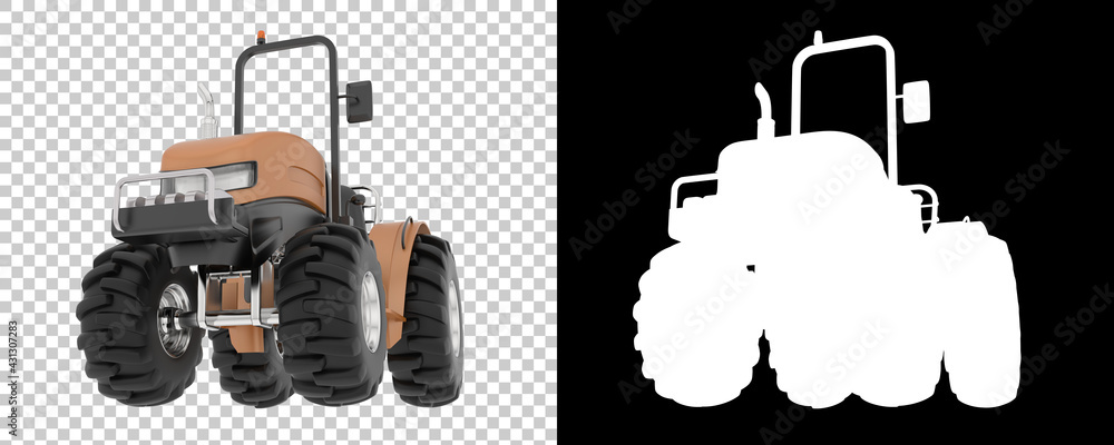 Poster small tractor isolated on background with mask. 3d rendering - illustration