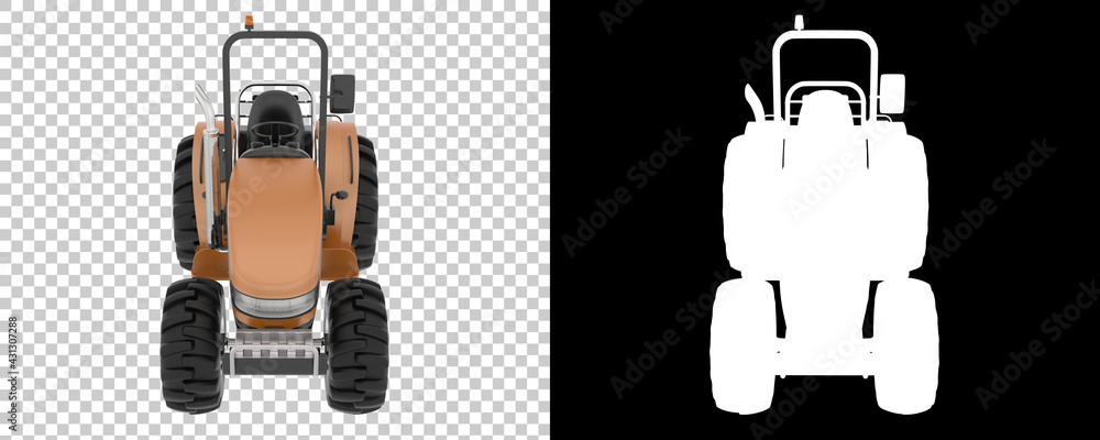 Poster small tractor isolated on background with mask. 3d rendering - illustration