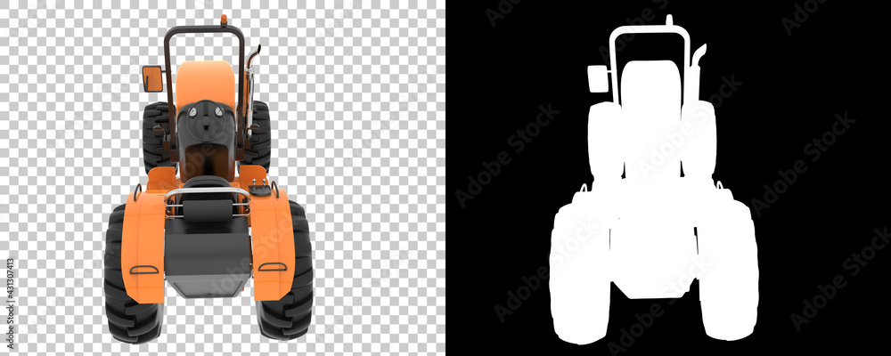 Poster small tractor isolated on background with mask. 3d rendering - illustration