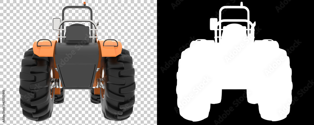 Poster small tractor isolated on background with mask. 3d rendering - illustration
