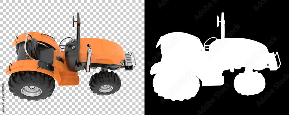 Poster small tractor isolated on background with mask. 3d rendering - illustration