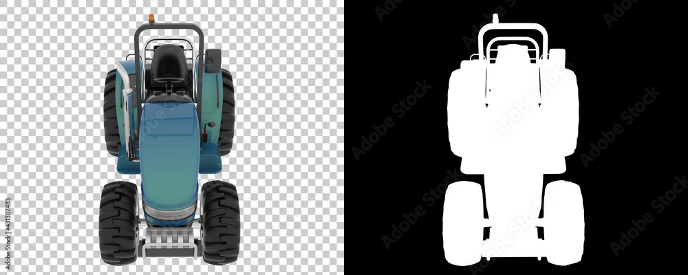 Poster small tractor isolated on background with mask. 3d rendering - illustration