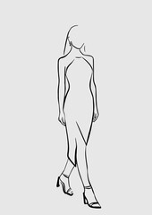 Abstract illustration. Poster. Drawing of a woman in one line.