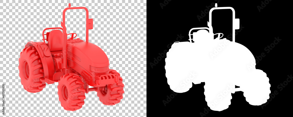 Poster small tractor isolated on background with mask. 3d rendering - illustration