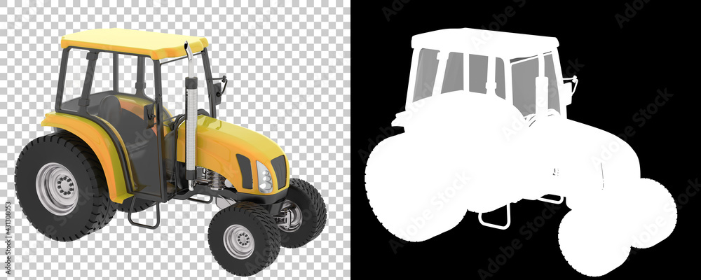 Poster medium farming tractor isolated on background with mask. 3d rendering - illustration