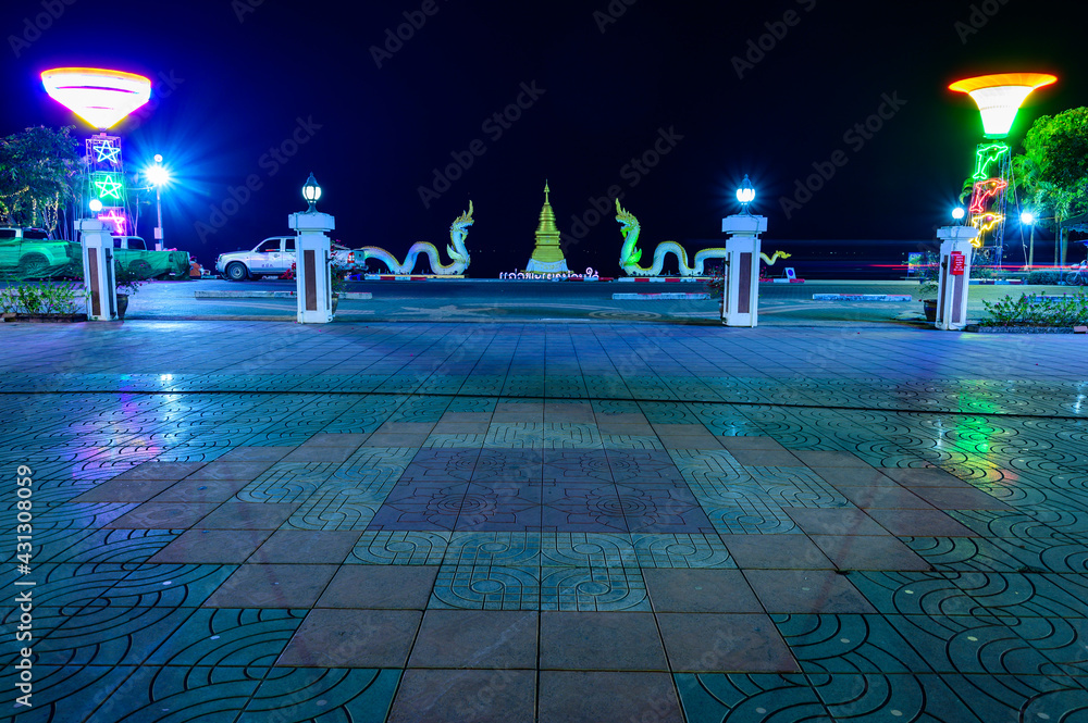 Sticker Landscape of Kwan Phayao Lake at night