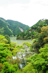 Fototapeta na wymiar 0ozore, Shizuoka, Japan, 04-22-2021, View of the tenryu river from Oozore station.