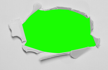 hole paper on green background, this has clipping path.
