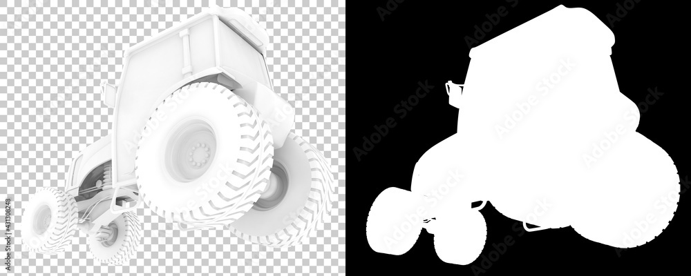 Poster medium farming tractor isolated on background with mask. 3d rendering - illustration