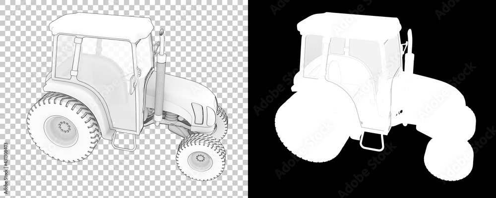 Poster medium farming tractor isolated on background with mask. 3d rendering - illustration