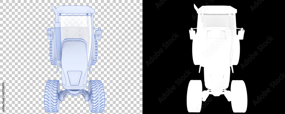 Poster medium farming tractor isolated on background with mask. 3d rendering - illustration