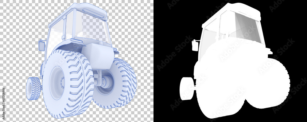 Poster medium farming tractor isolated on background with mask. 3d rendering - illustration