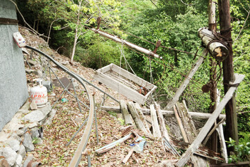 0ozore, Shizuoka, Japan, 04-22-2021, Views of the abandoned town in Japan, in Ozore town, Shizuoka prefecture.