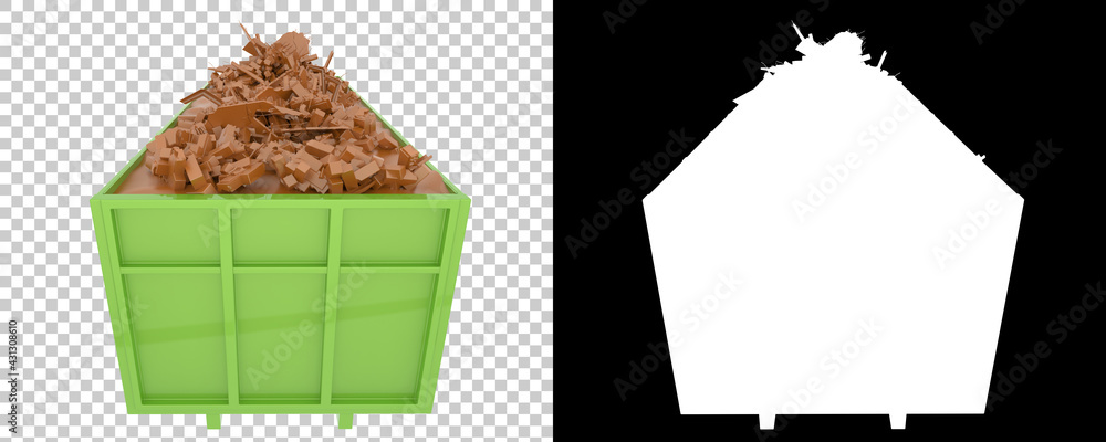 Aufkleber industrial disposal container isolated on background with mask. 3d rendering - illustration