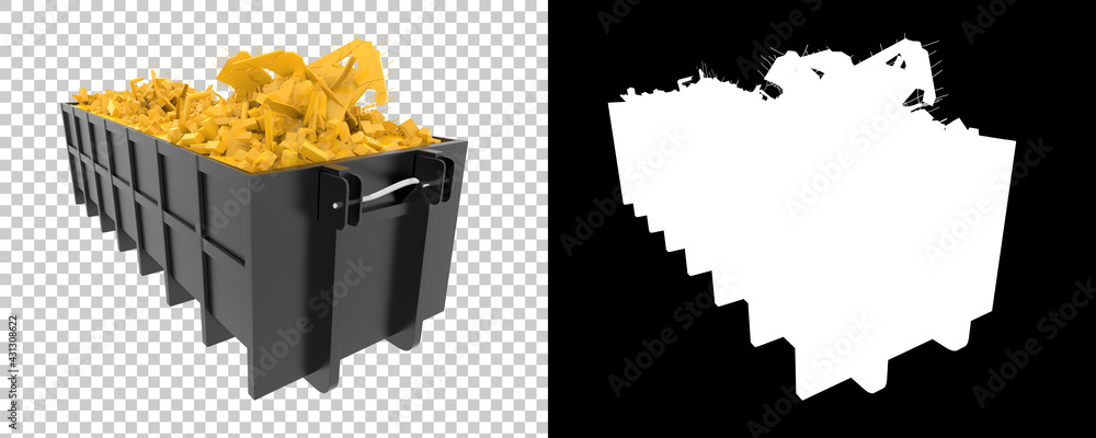 Poster industrial disposal container isolated on background with mask. 3d rendering - illustration