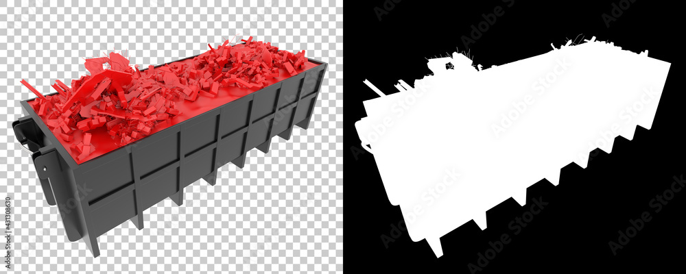Aufkleber industrial disposal container isolated on background with mask. 3d rendering - illustration