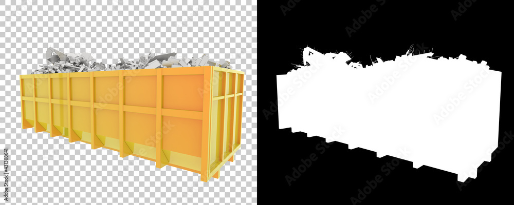 Poster industrial disposal container isolated on background with mask. 3d rendering - illustration