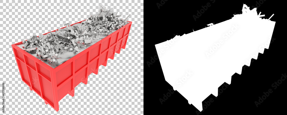 Poster industrial disposal container isolated on background with mask. 3d rendering - illustration