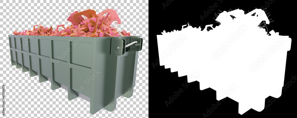Aufkleber industrial disposal container isolated on background with mask. 3d rendering - illustration