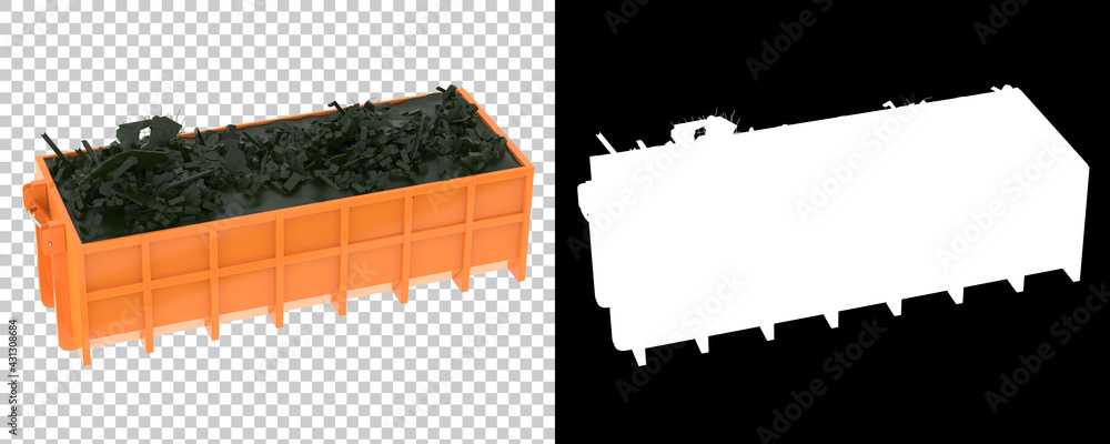 Aufkleber industrial disposal container isolated on background with mask. 3d rendering - illustration