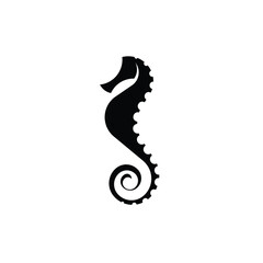 Fototapeta premium Seahorse logo silhouette design - underwater animal sea marine fish wild life vector illustration nautical swimming horse fish adorable diving dive tiny dragon