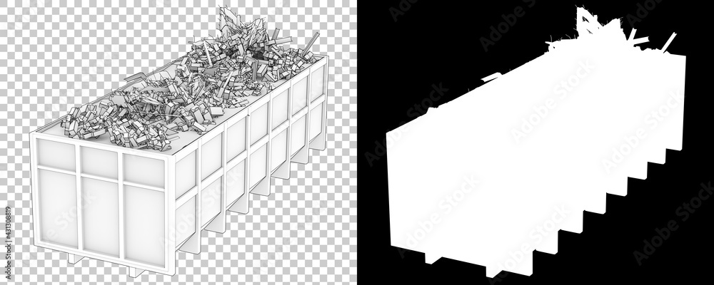 Aufkleber industrial disposal container isolated on background with mask. 3d rendering - illustration