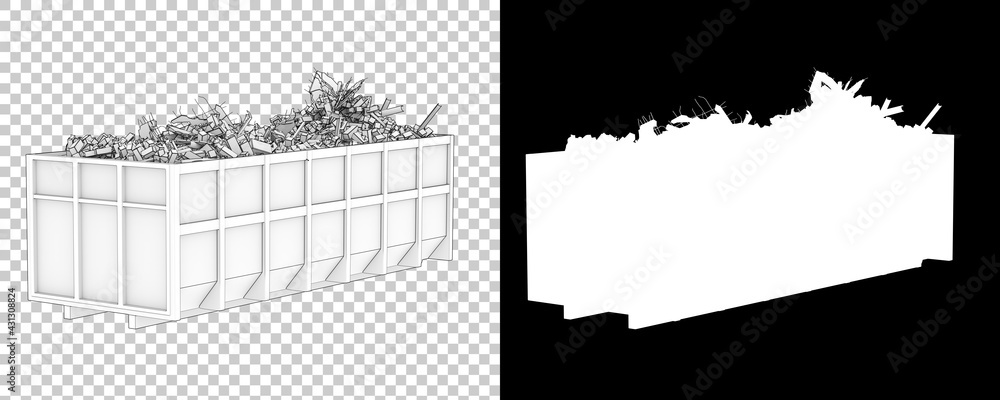 Aufkleber industrial disposal container isolated on background with mask. 3d rendering - illustration