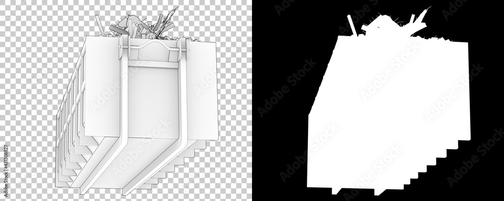 Aufkleber industrial disposal container isolated on background with mask. 3d rendering - illustration