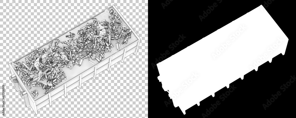 Poster industrial disposal container isolated on background with mask. 3d rendering - illustration
