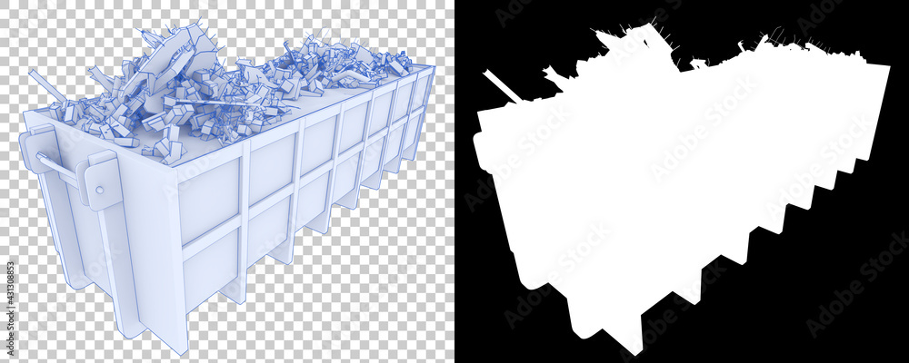 Aufkleber industrial disposal container isolated on background with mask. 3d rendering - illustration