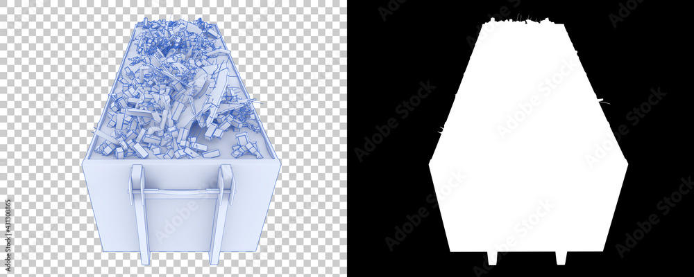 Poster industrial disposal container isolated on background with mask. 3d rendering - illustration