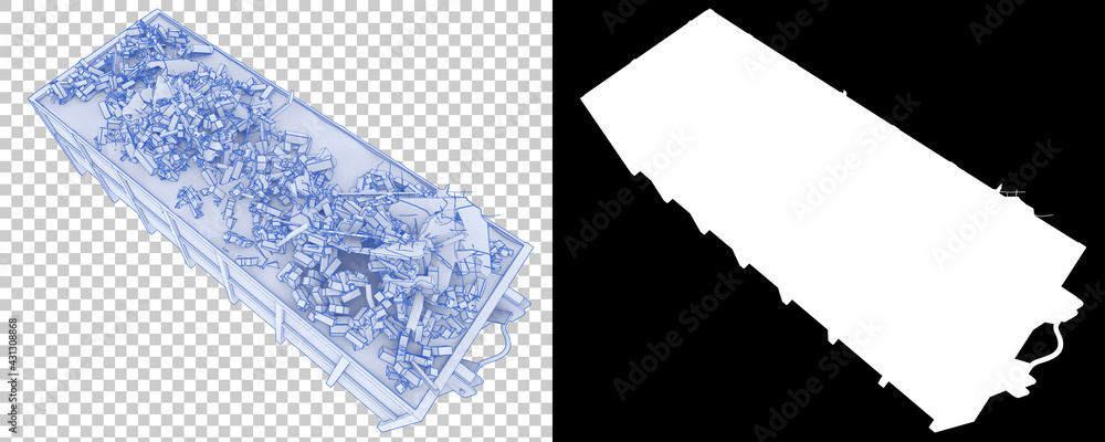 Aufkleber industrial disposal container isolated on background with mask. 3d rendering - illustration
