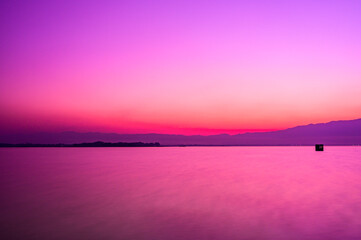 Kwan Phayao Lake with Motion Blurred Water at Evening