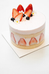 Strawberry short cake with fresh cream for birthday