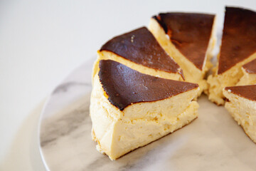 Homemade delicious Basque burnt cheesecake