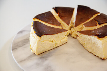 Homemade delicious Basque burnt cheesecake