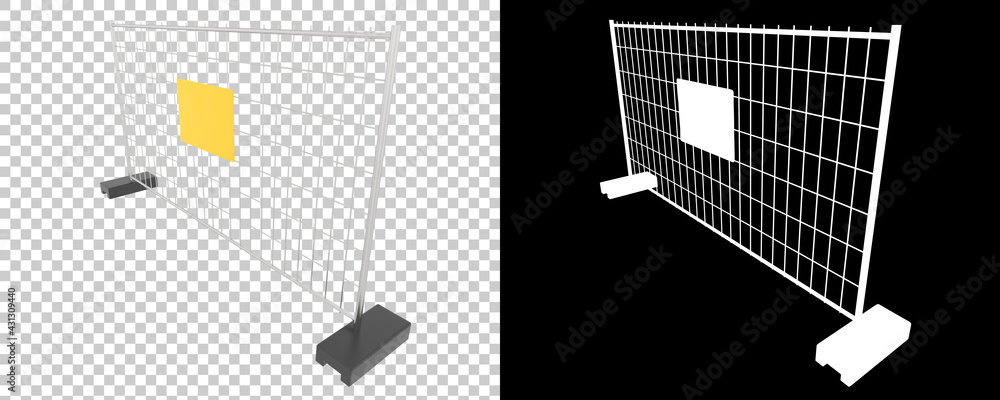 Poster construction site fence isolated isolated on background with mask. 3d rendering - illustration