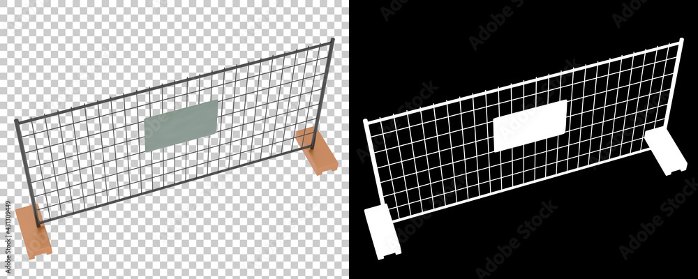 Poster construction site fence isolated isolated on background with mask. 3d rendering - illustration
