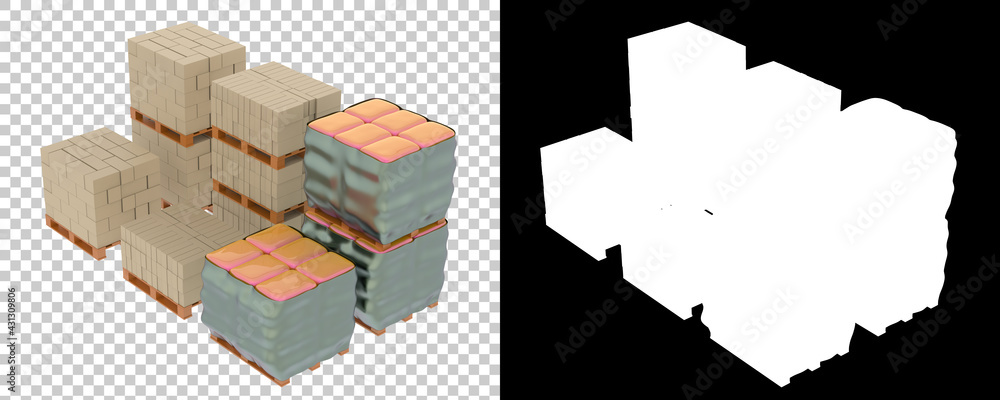 Poster concrete blocks isolated on background with mask. 3d rendering - illustration