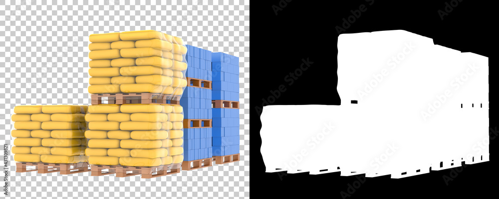 Poster concrete blocks isolated on background with mask. 3d rendering - illustration
