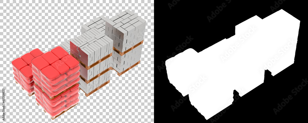Poster concrete blocks isolated on background with mask. 3d rendering - illustration