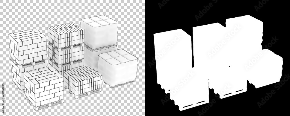 Poster concrete blocks isolated on background with mask. 3d rendering - illustration