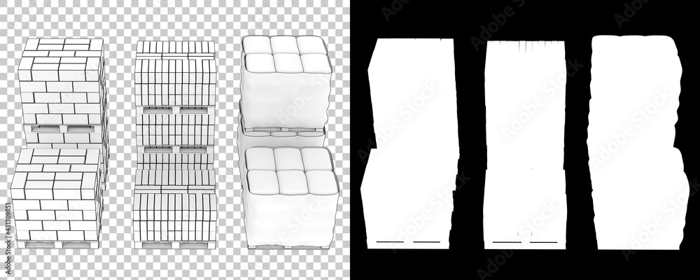 Poster concrete blocks isolated on background with mask. 3d rendering - illustration